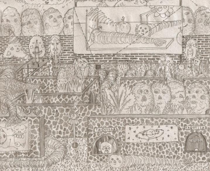 dibujo a lapiz en papel de estraza
